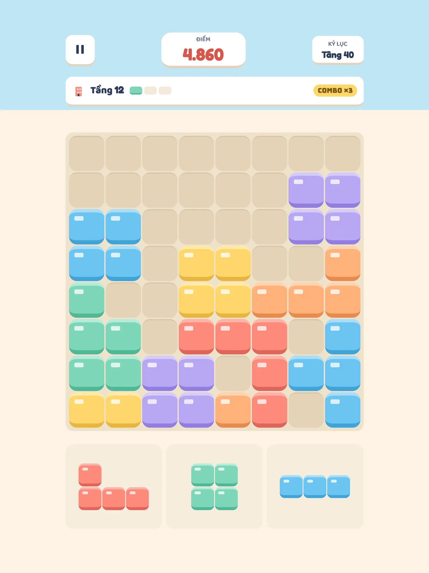 Lối chơi Block Skyline trên iPad