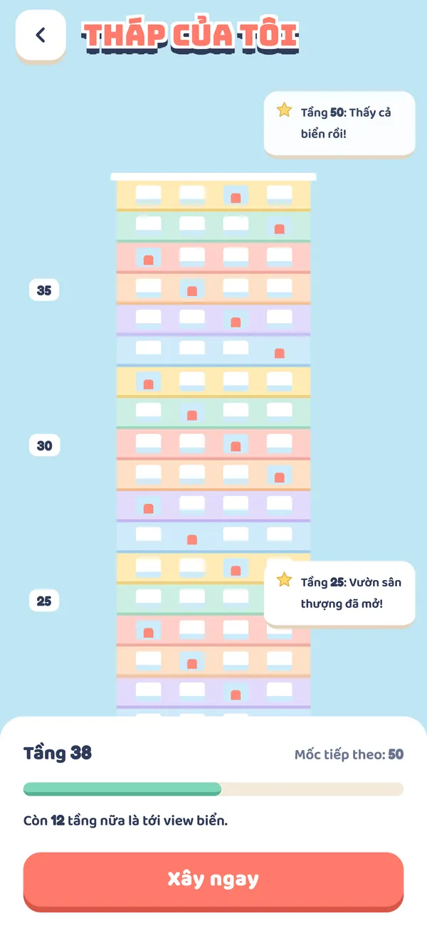 Tòa tháp của bạn cao dần từng tầng trong Block Skyline